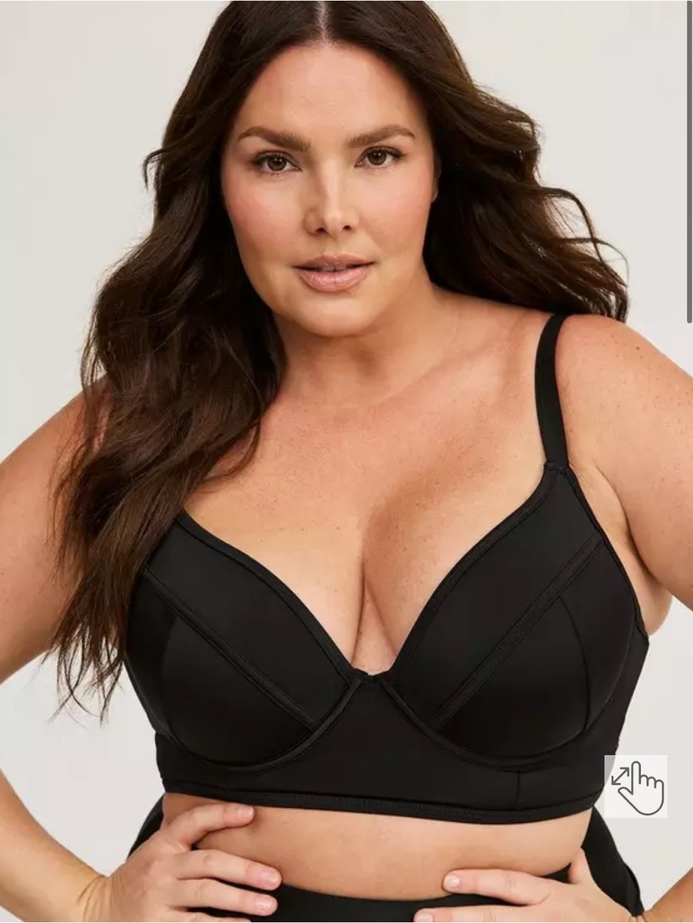 Torrid Underwire Longline Bikini Top Black Bustier Swim Top Size 3 DD/F